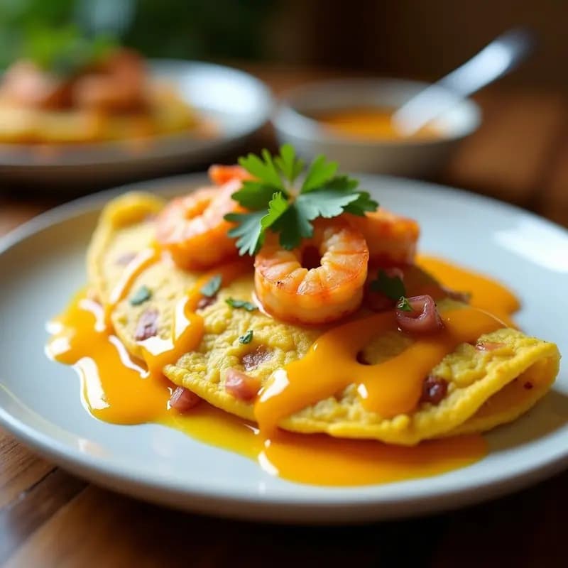 Tortilla de Camarones con Salsa de Ají Amarillo y Cebolla Morada: Receta Ecuatoriana Tradicional y Sin Gluten