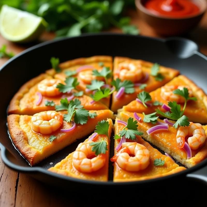 Tortilla de Camarones y Cilantro: Receta Colombiana Crujiente en Sartén Antiadherente
