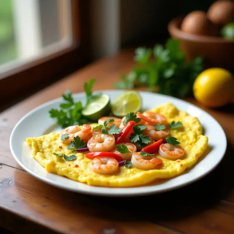 Tortilla de Camarones con Cilantro y Limón: Desayuno Colombiano Alto en Proteína