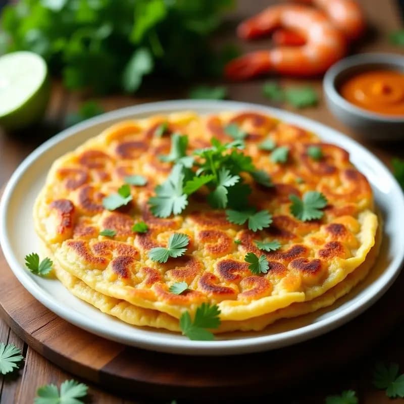 Tortilla de Camarones y Cilantro con Salsa de Chipotle: Receta Peruana Picante y Rápida
