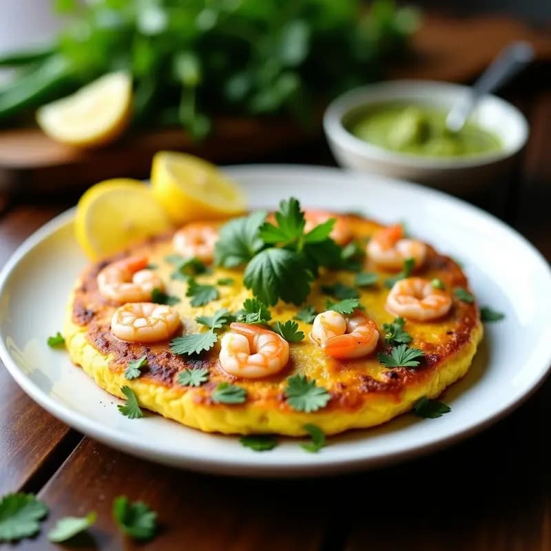 Tortilla de Camarones y Cilantro: Receta Tailandesa con Toque Picante de Chile Verde