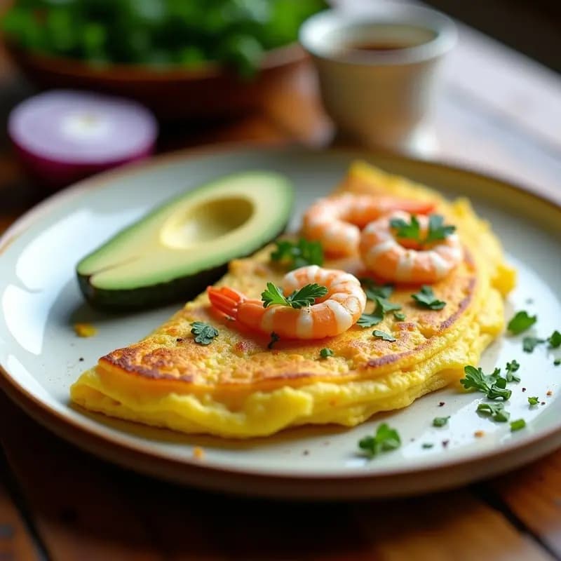 Tortilla de Camarones y Culantro: Receta Peruana de Desayuno Alta en Proteína