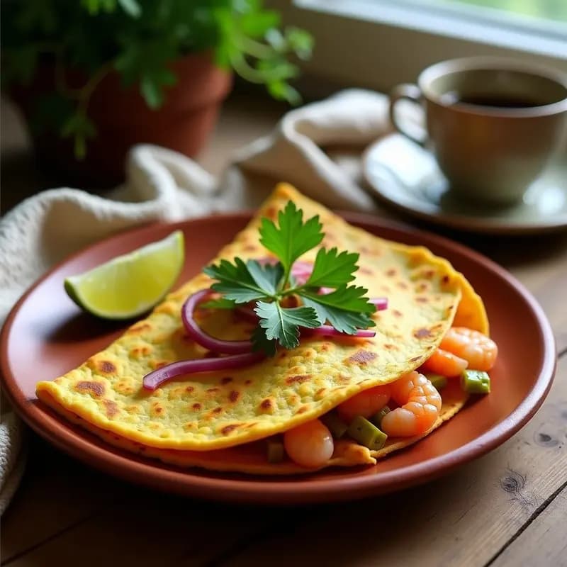 Tortilla de Camarones y Cúrcuma: Desayuno Mexicano Antiinflamatorio y Crujiente