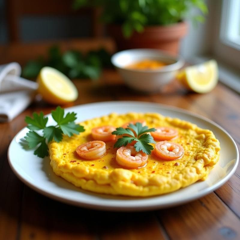 Tortilla de Camarones y Cúrcuma: Receta en Thermomix con Toque Indio en 20 Minutos