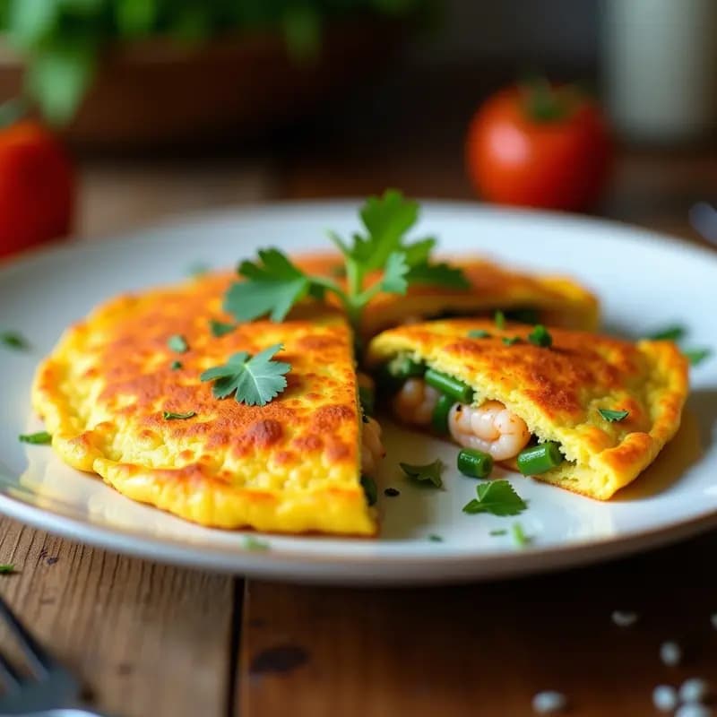 Tortilla de Camarones y Ejotes: Receta Colombiana con Toque de Achiote en Airfryer