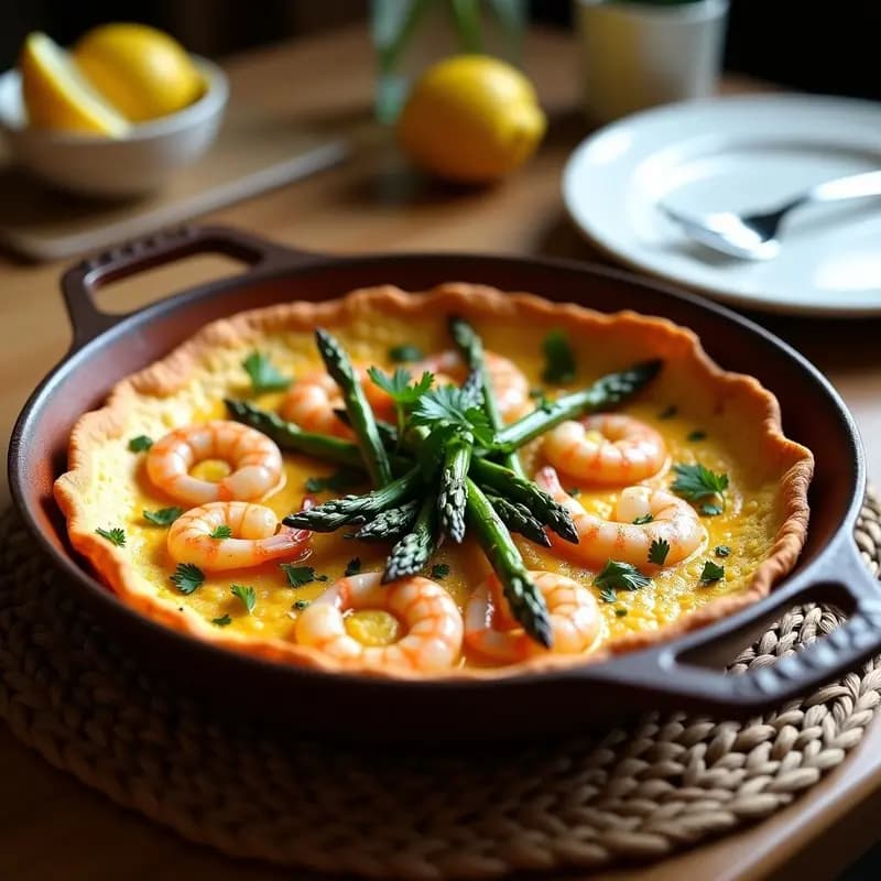 Tortilla de Camarones y Espárragos Trigueros: Receta Andaluza en Sartén de Barro