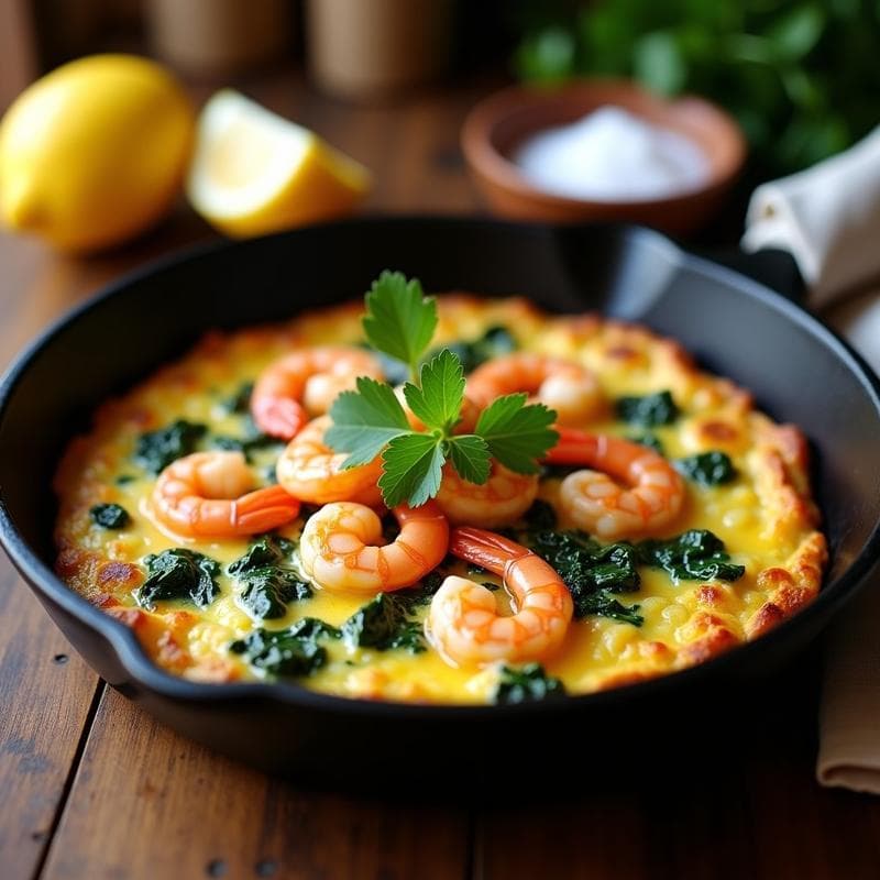 Tortilla de Camarones y Espinacas: Receta en Sartén con Toque de Azafrán
