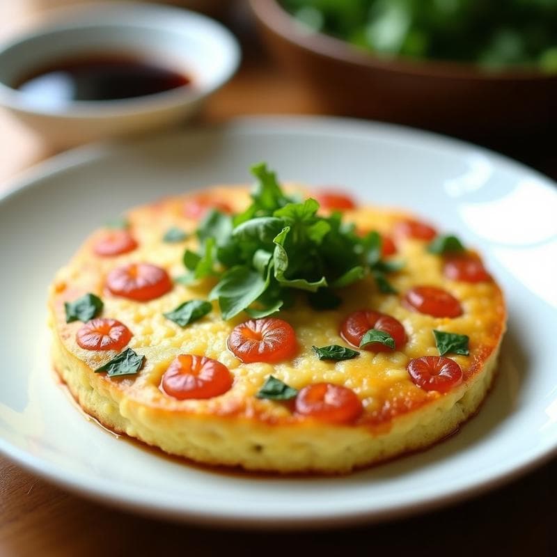 Tortilla de Camarones y Hojas de Shiso: Receta Japonesa en Airfryer sin Voltear