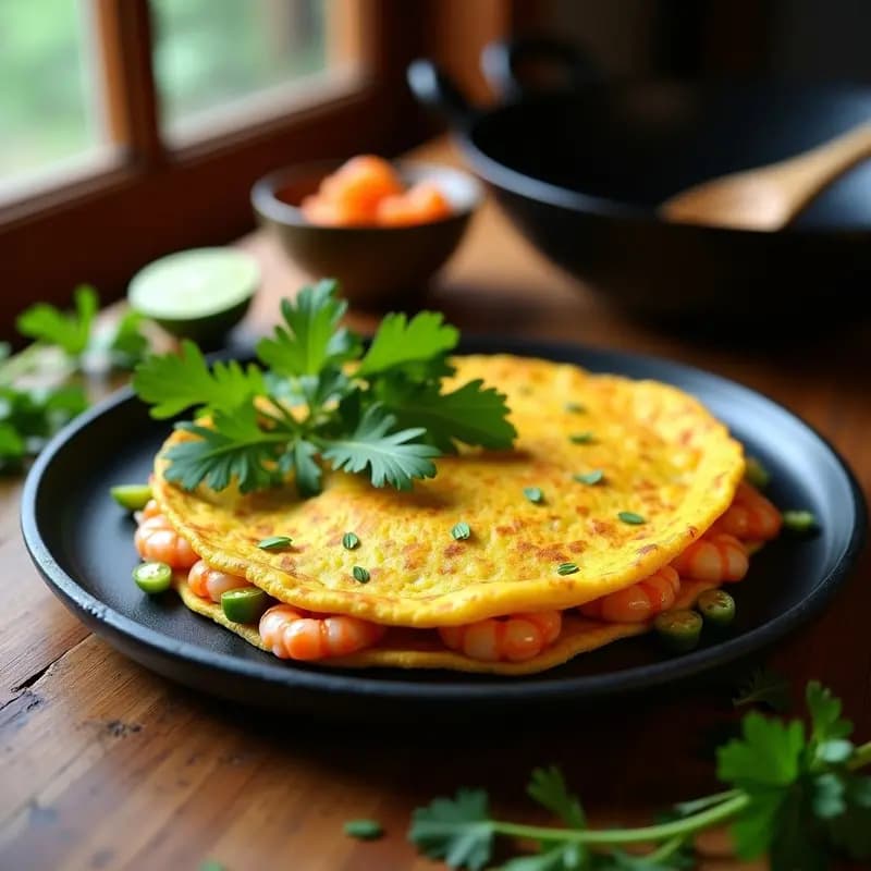 Tortilla de Camarones Thailandes con Cúrcuma y Cilantro: Receta Picante en Wok