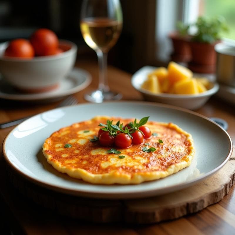 Tortilla de Camelina y Pimientos Asados con Salsa de Romesco: Receta Vegana y Sin Huevos