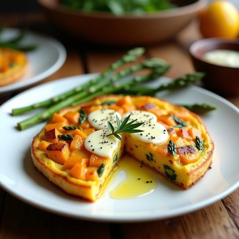 Tortilla de Camote Amarillo y Espárragos con Queso de Oveja: Receta en Airfryer