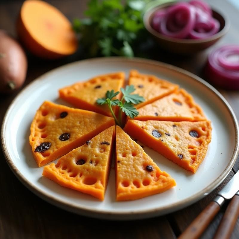Tortilla de Camote y Cebolla Caramelizada: Receta Vegana y Sin Gluten para Desayunar