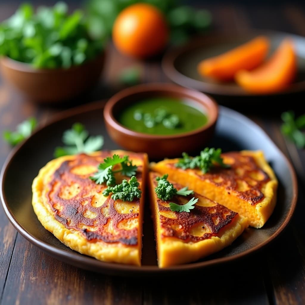 Tortilla de Camote y Cebolla Morada con Chimichurri: Receta Argentina Keto en Sartén