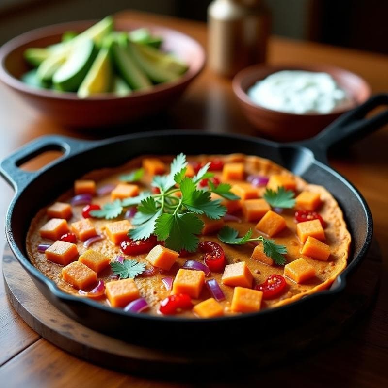 Tortilla de Camote y Chile Chipotle: Desayuno Mexicano Sin Gluten en Sartén