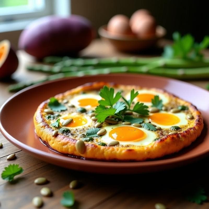 Tortilla de Camote y Espárragos con Huevo de Pato: Desayuno Keto y Alta en Hierro