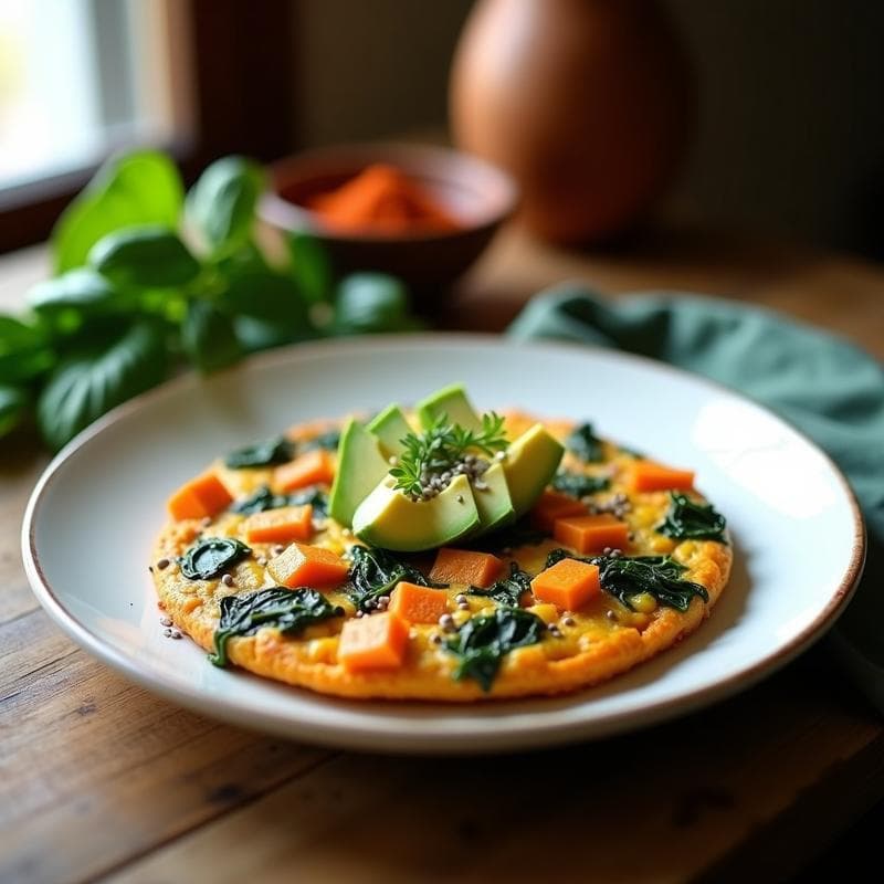 Tortilla de Camote y Espinacas Ahumadas: Receta Sin Gluten Alta en Fibra en 25 Minutos