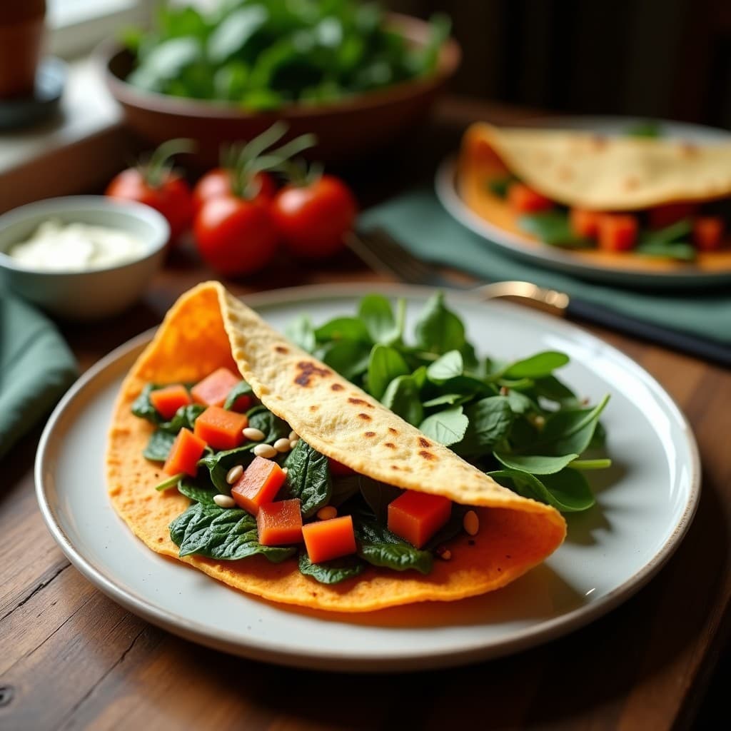 Tortilla de Camote y Espinacas con Queso de Almendras: Desayuno Sin Lactosa y Rico en Hierro