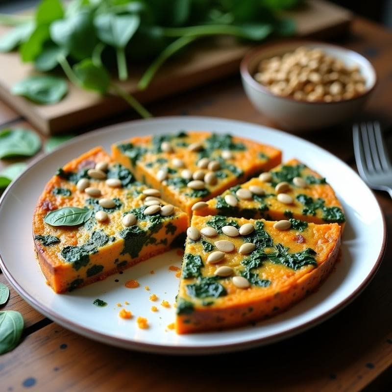 Tortilla de Camote y Espinacas: Desayuno Vegano Sin Huevos y Alta en Hierro
