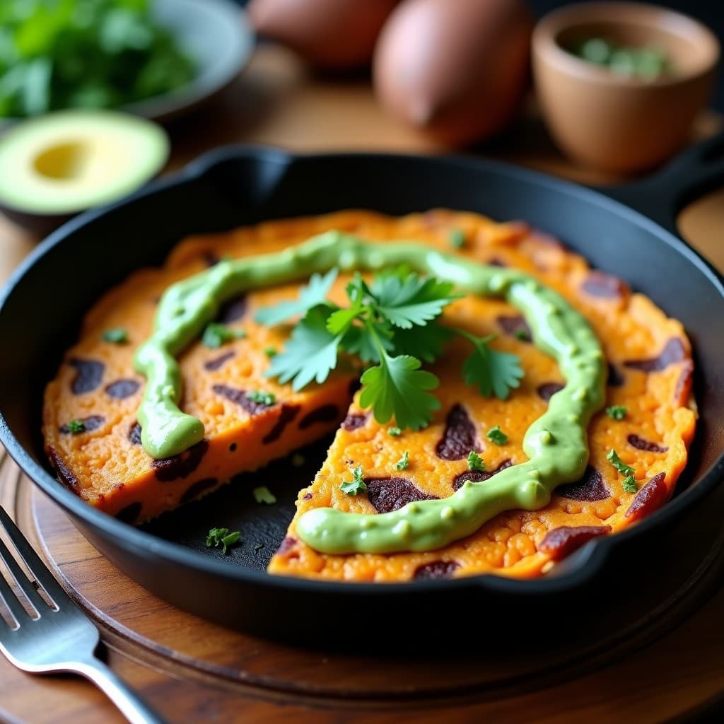 Tortilla de Camote y Kale con Salsa de Aguacate: Desayuno Keto y Sin Harina