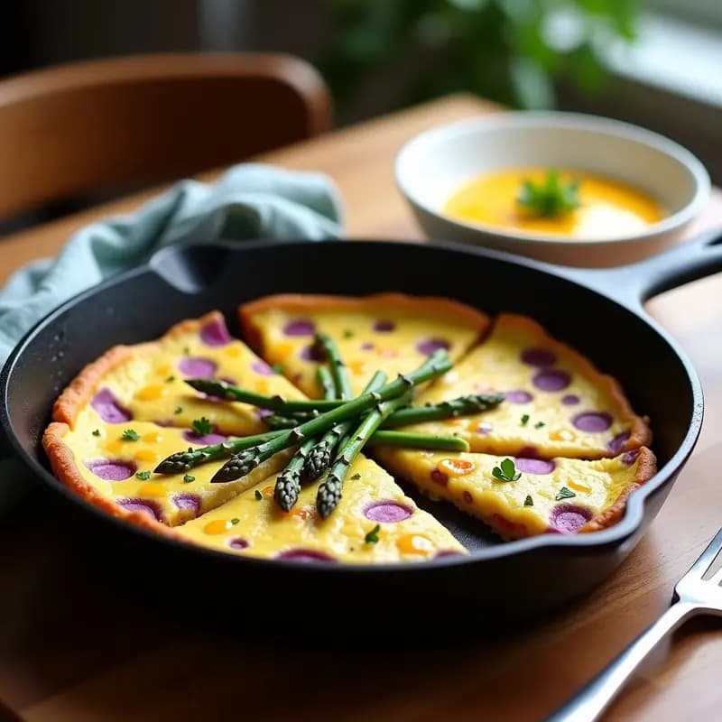 Tortilla de Camote Morado y Espárragos con Salsa de Aji Amarillo: Desayuno Peruano Sin Gluten