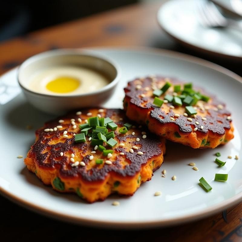 Tortilla de Camote Morado y Espárragos con Salsa de Tahini: Receta Vegana en Airfryer