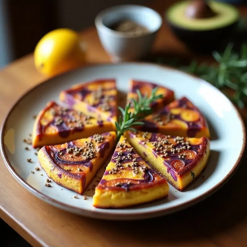 Tortilla de Camote Morado y Zaatar: Receta en Airfryer sin Aceite en 15 Minutos