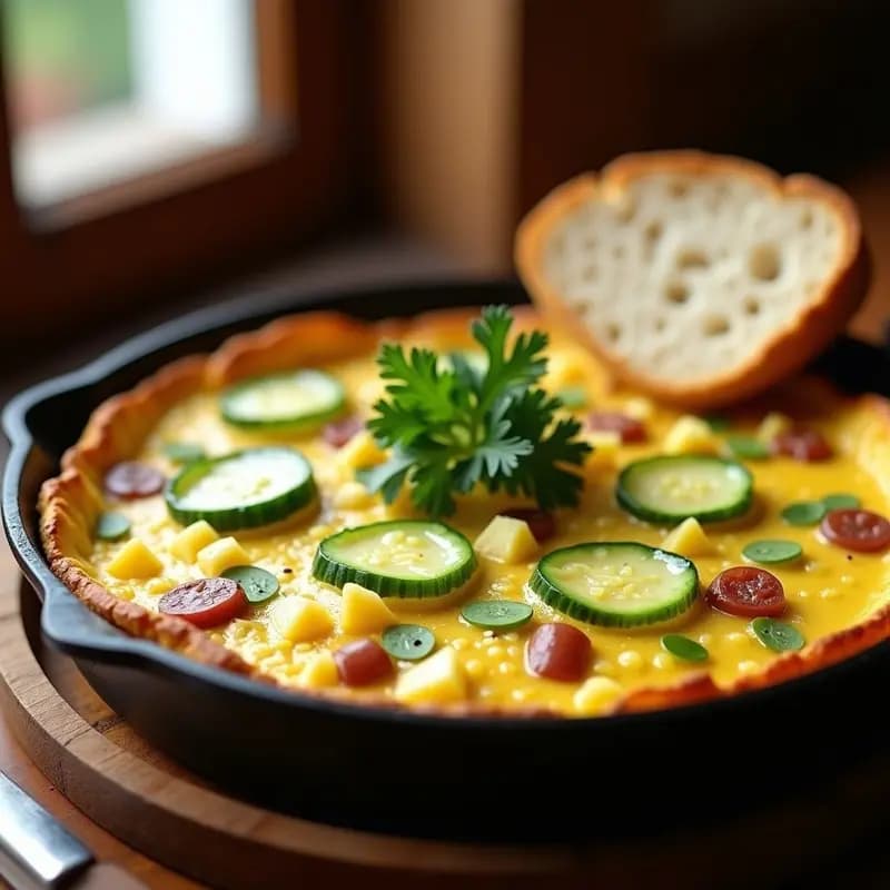 Tortilla Campesina de Huevos, Patata y Pepino: Receta Tradicional Fácil y Reconfortante