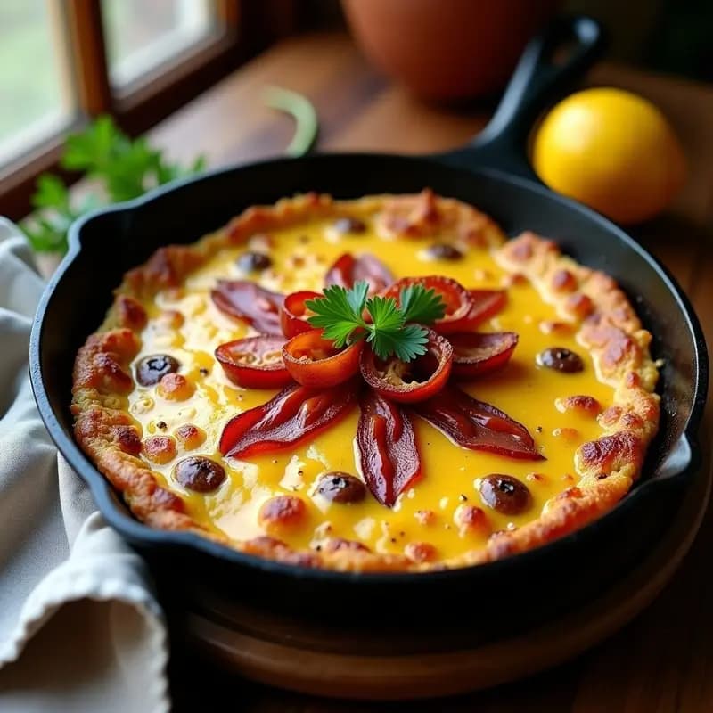 Tortilla Campesina Uruguaya con Queso y Panceta: Receta Tradicional y Alto en Proteína