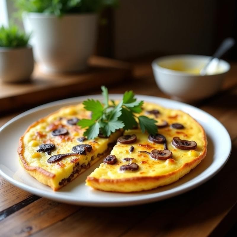 Tortilla de Huevo Campero con Hongos Porcini: Receta en Airfryer con Toque Gourmet en 12 Minutos