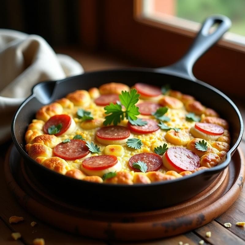 Tortilla Camperola Catalana: Receta Tradicional con Pan y Embutidos en 25 Minutos
