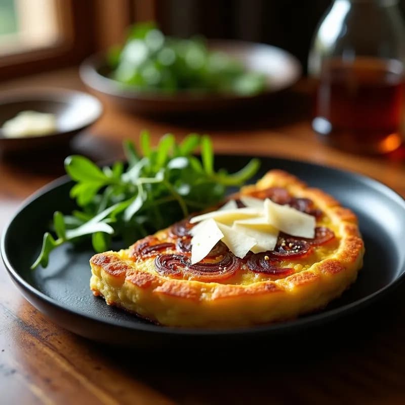 Tortilla de Cebolla Caramelizada con Trufa Blanca: Receta Gourmet en Sartén de Hierro
