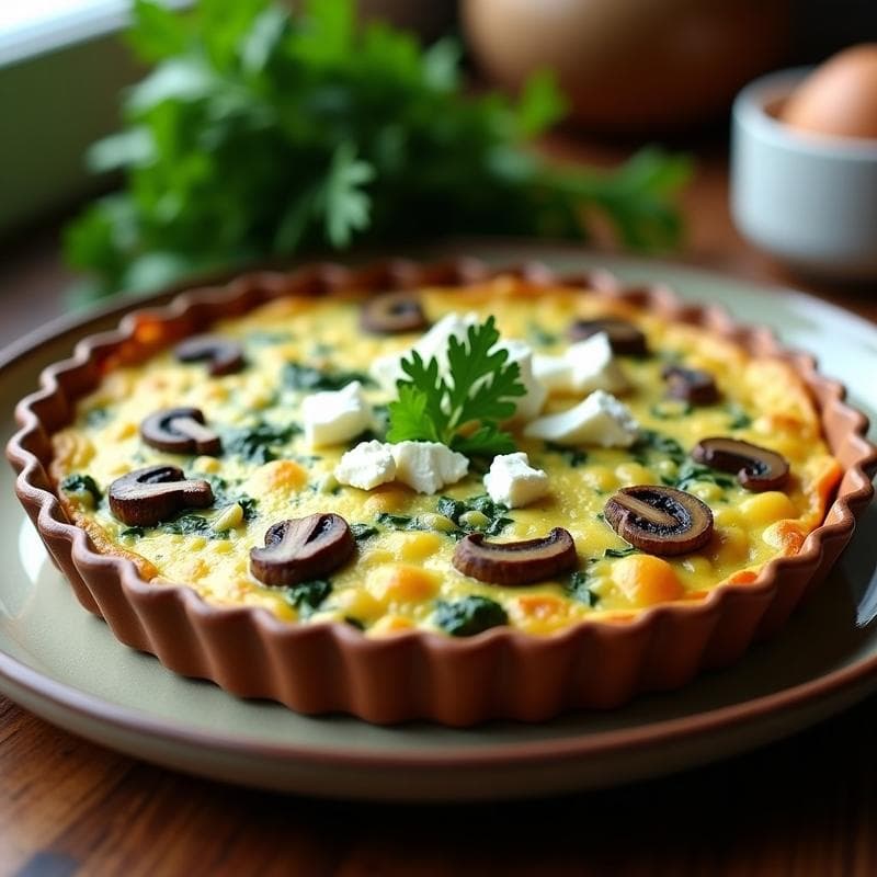 Tortilla de Champiñones y Espinacas: Receta Fit en Airfryer sin Aceite en 15 Minutos
