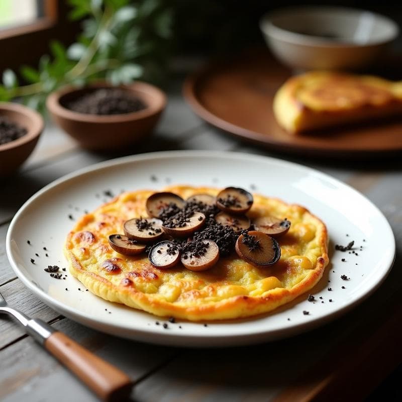Tortilla de Harina de Chestnut con Ceps y Trufa Negra: Receta Francesa Sin Gluten Gourmet