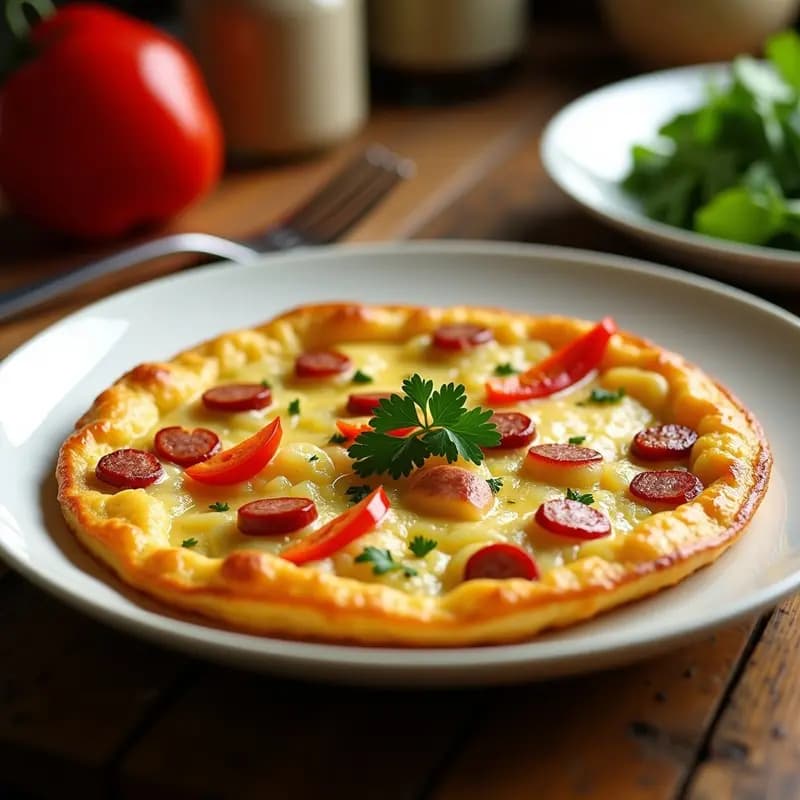 Tortilla de Chorizo y Patata Bajo en Colesterol: Receta Fácil y Nutritiva en 25 Minutos