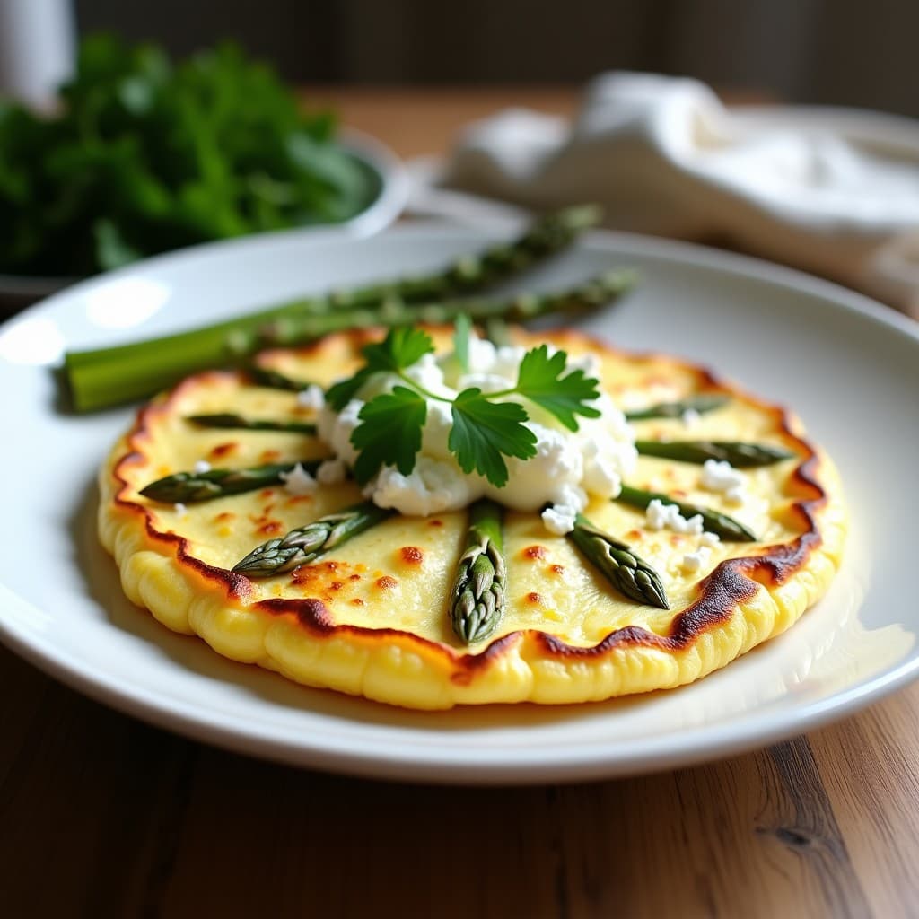 Tortilla de Claras con Espárragos Trilados y Queso Feta: Receta Keto en Airfryer