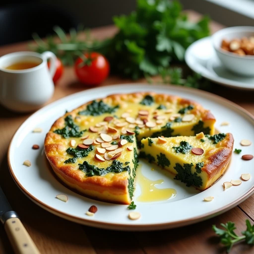Tortilla de Col Rizada y Queso de Cabra con Vinagreta de Miel y Mostaza: Receta Sin Gluten y Rápida