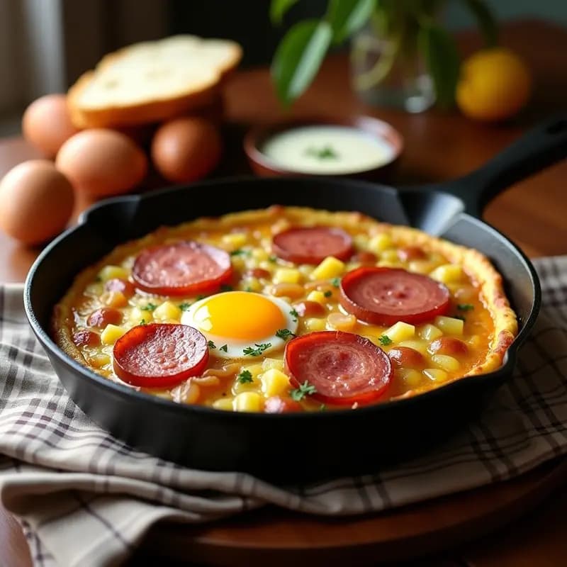 Tortilla de colación aragonesa: Receta de patata, chorizo y huevo para llevar al campo