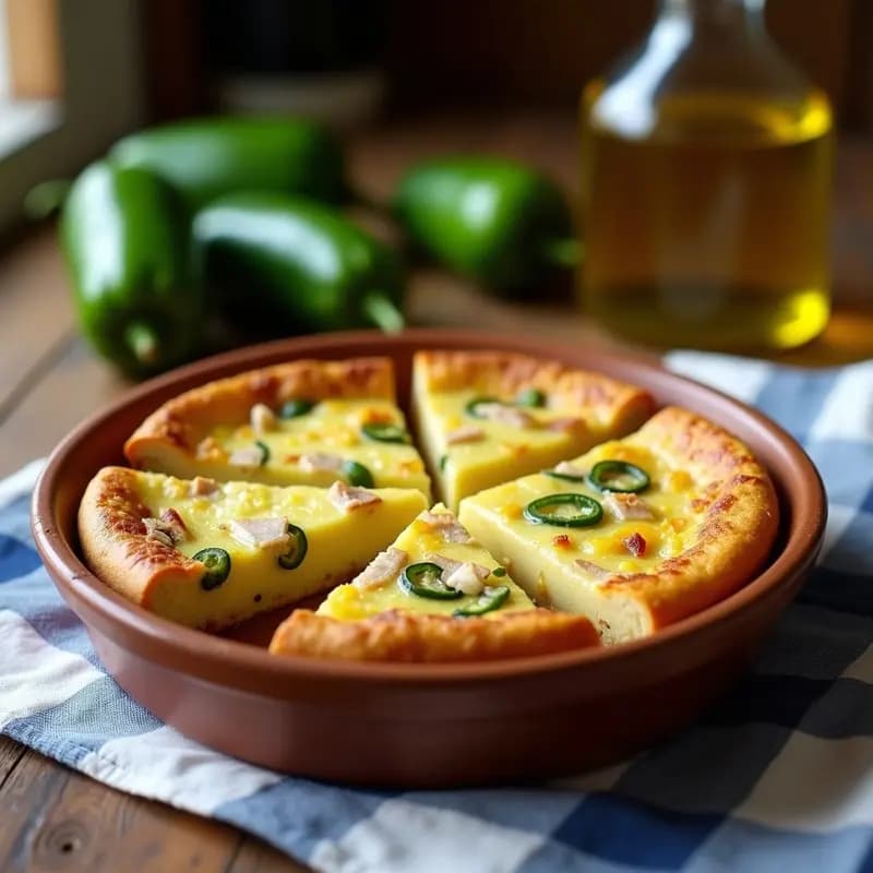 Tortilla de Colación: Receta Malagueña con Patata, Bacalao y Pimiento Verde