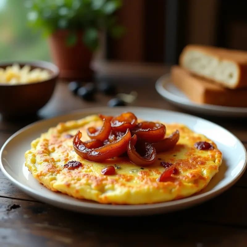 Tortilla de Colación con Cebolla Caramelizada y Pimientos Asados: Receta de Tapa Castellana