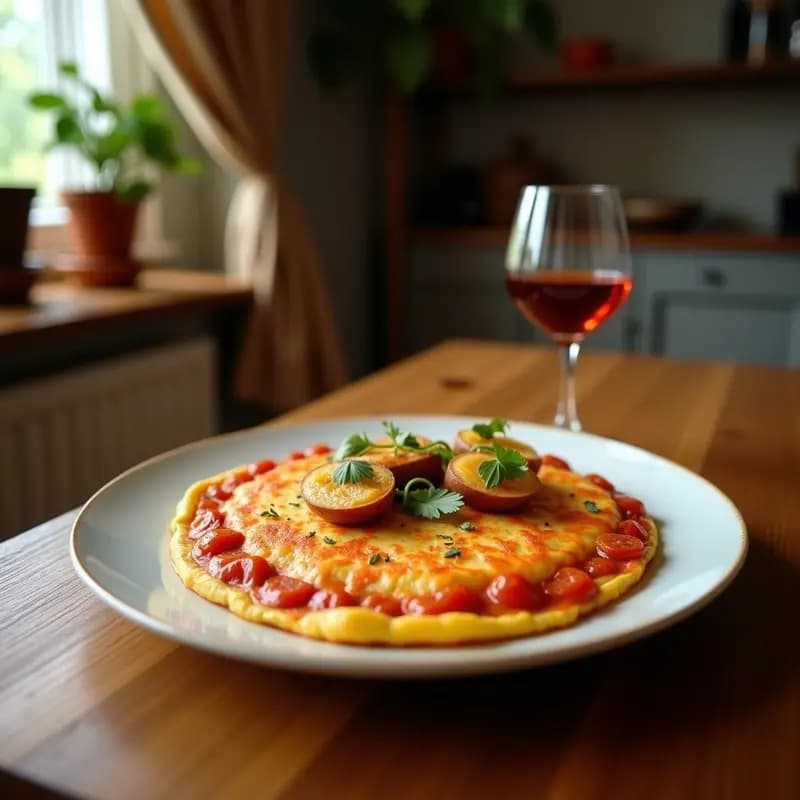 Tortilla de colación con chorizo y patatas: Desayuno contourano extremeño