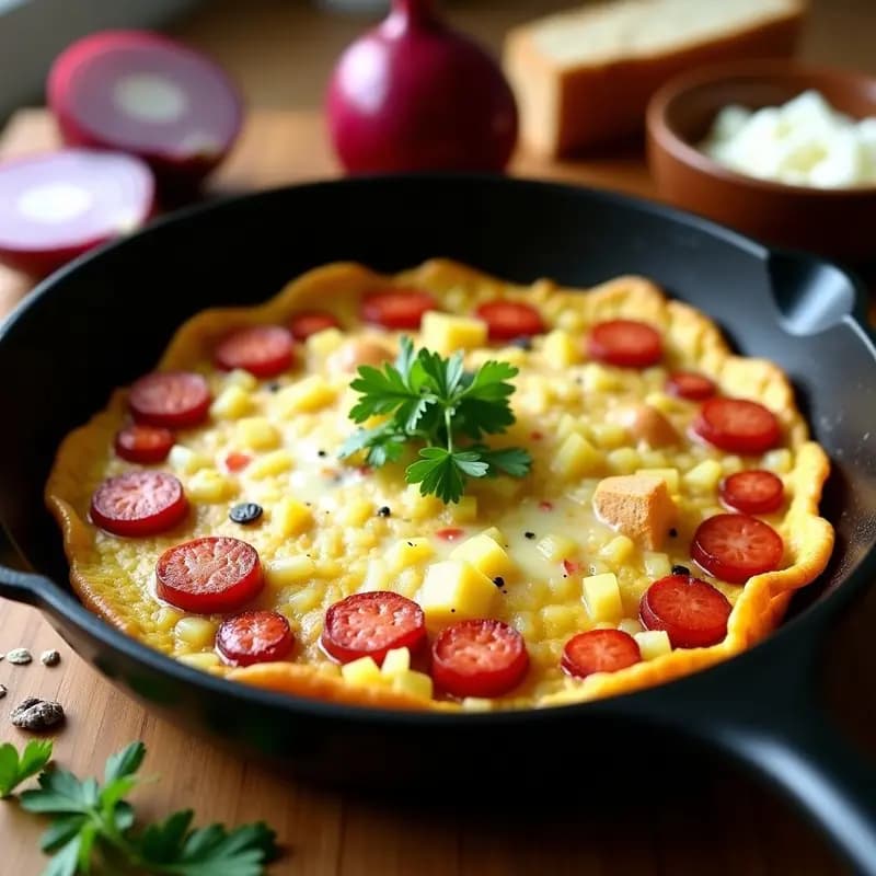 Tortilla de Colación: Receta Canaria con Papas, Chorizo y Queso Fresco