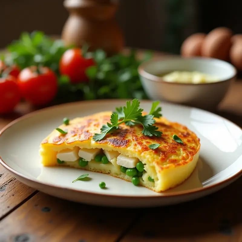 Tortilla de Colación: Receta Tradicional con Patata, Merluza y Guisantes