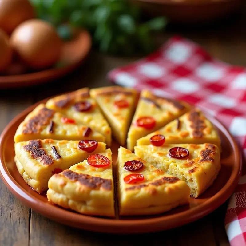 Tortilla de colación con patata y pimiento choricero: Receta navarra de aprovechamiento