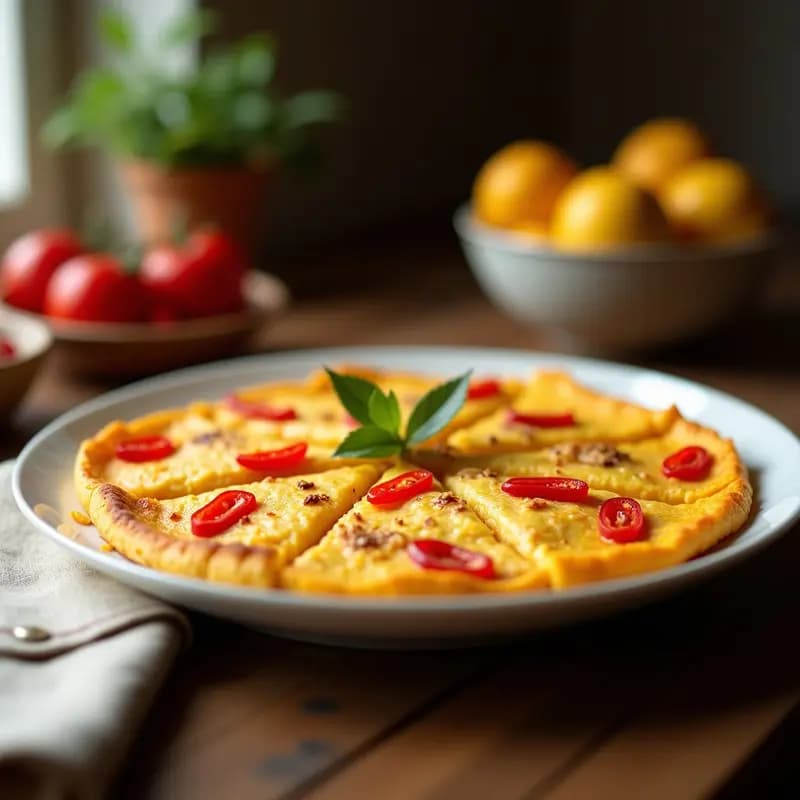 Tortilla de colación con patatas y pimientos del piquillo: Receta de aproximación para compartir