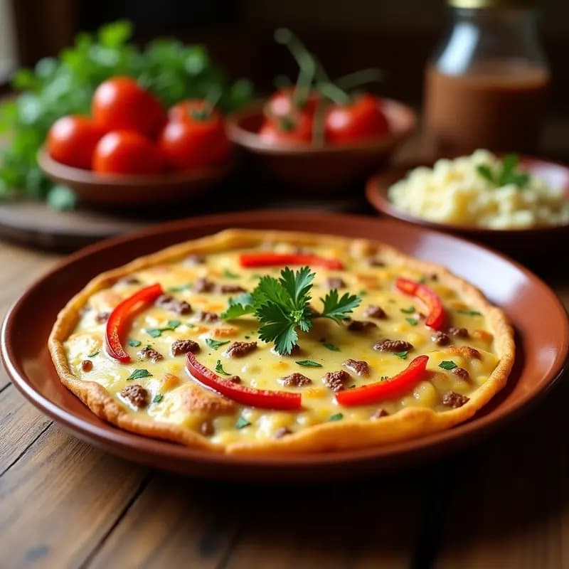 Tortilla de Colación con Solomillo y Pimientos Asados: Receta Extremeña de la Abuela