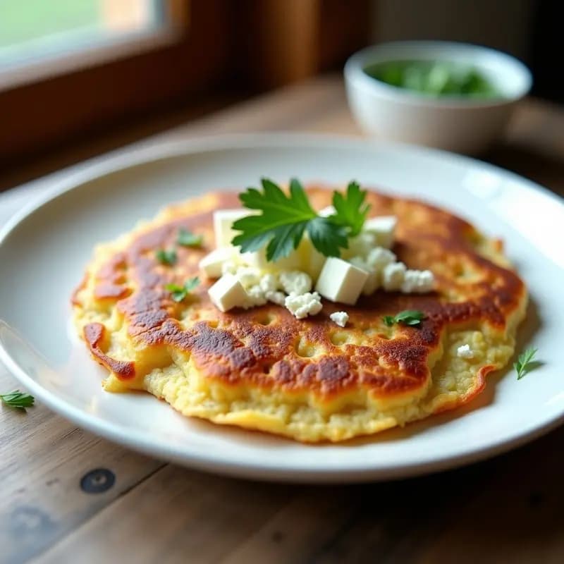 Tortilla de Coliflor y Cebolla con Queso Feta Vegano: Desayuno Keto en 15 Minutos