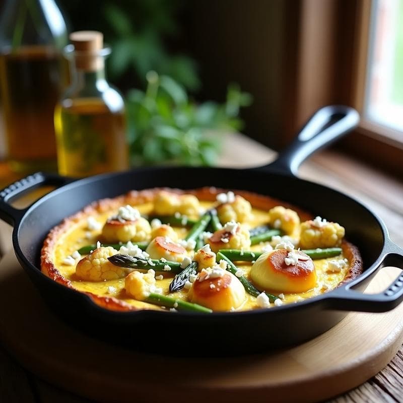 Tortilla de Coliflor y Espárragos con Huevo de Codorniz: Receta Keto y Alta en Proteína