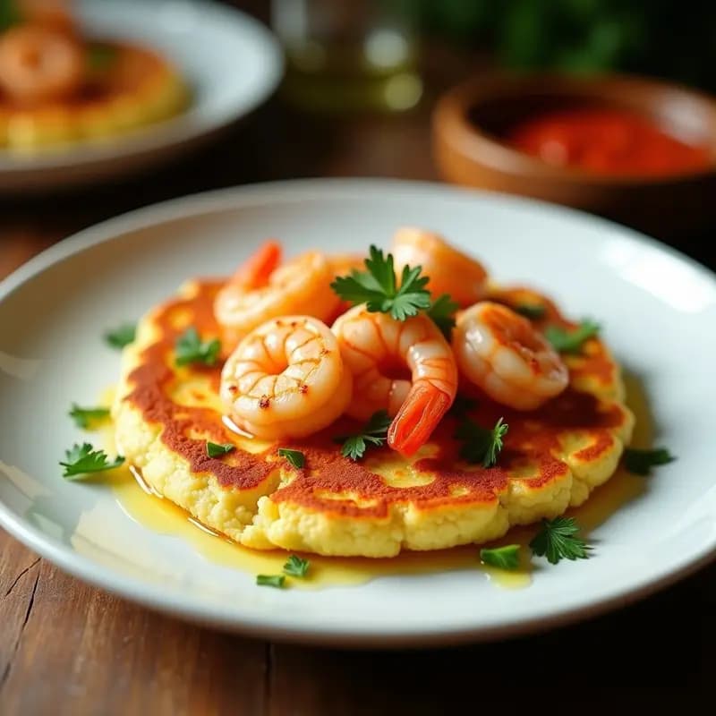 Tortilla de Coliflor y Gambas con Aliño de Pimentón: Receta Keto Sin Lácteos en Airfryer