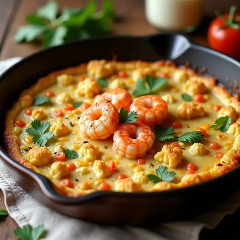 Tortilla de Coliflor y Gambas Rojas: Receta Sin Lactosa y Alta en Proteína en 20 Minutos