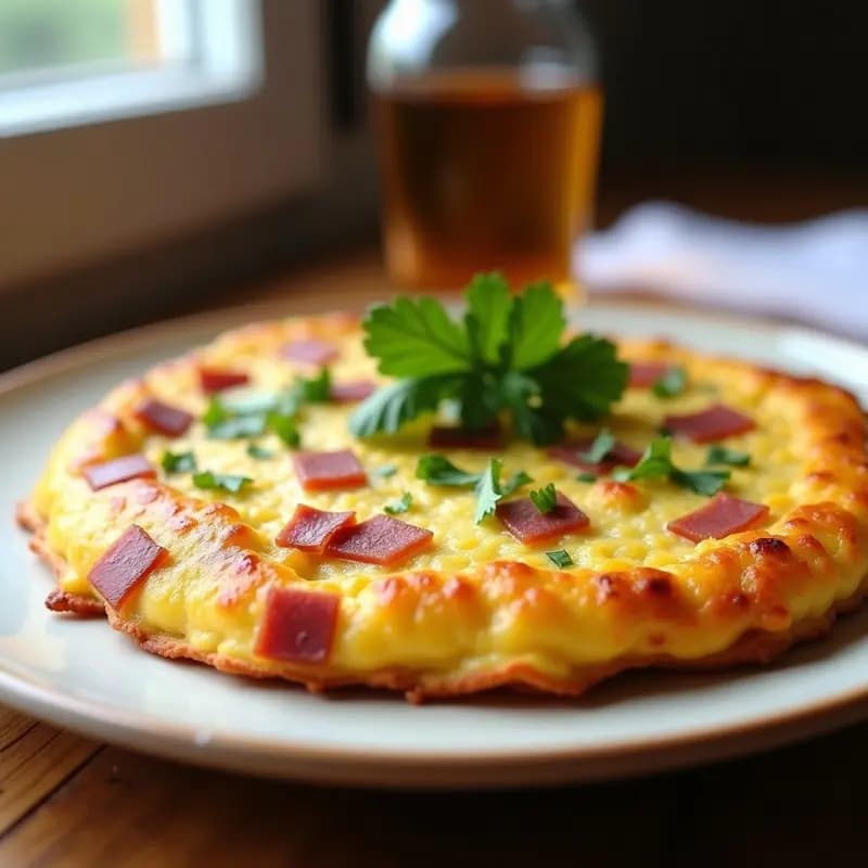 Tortilla de Coliflor con Jamón Serrano: Receta Keto de Tapa en Sartén Antiadherente